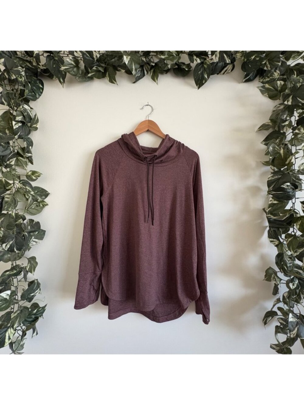 Athleta Athletic Uptempo II Hoodie Sweatshirt Heathered Brown Size L